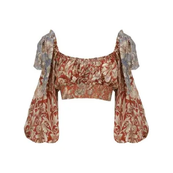 Zimmermann Chintz Billow Sleeved Cropped Top