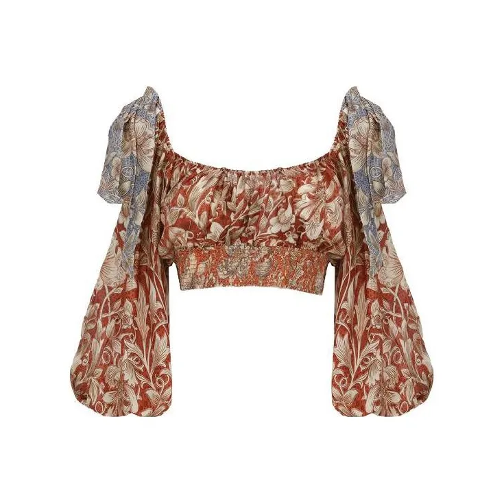 Zimmermann Chintz Billow Sleeved Cropped Top-0