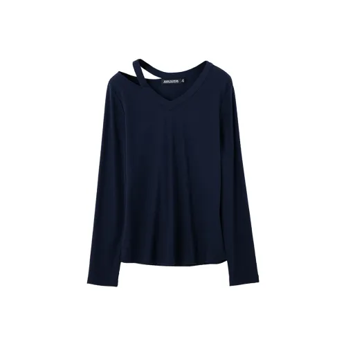 SOON FLOWER T Shirt Women's Navy Blue Spring