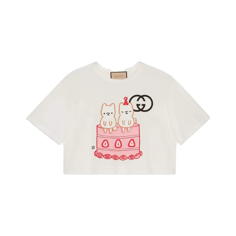 GUCCI 2010s Cropped Cotton T shirt-0