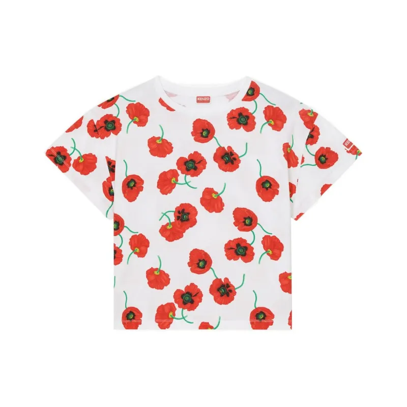 KENZO Poppy Flower Series T-Shirts Women's White-0