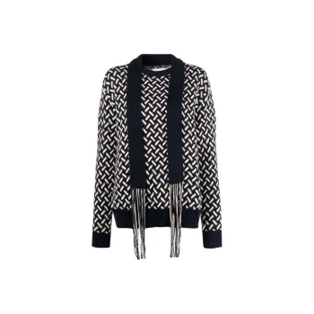 JIL SANDER Removable Belt Detailed Jacquard Sweater