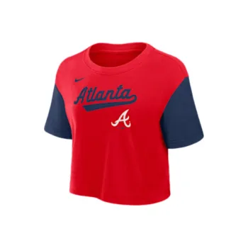 Nike Atlanta Braves Script Women's Nike Dri FIT Mlb Cropped T Shirt