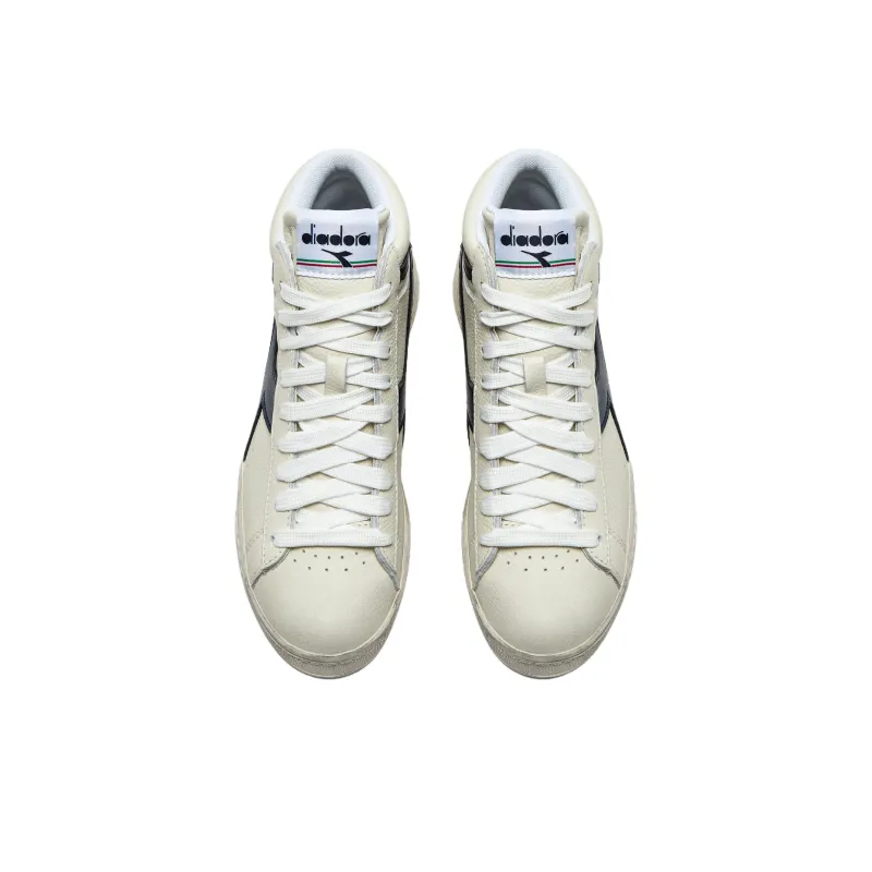 Diadora GAME L Anti Slip Wear Resistant High Top Skateboard Shoes Unisex White-4