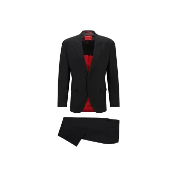 HUGO BOSS SS24 Regular Fit Suit In Performance Stretch Cloth Business Suit Men's Black