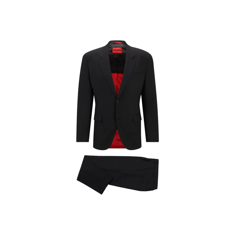 HUGO BOSS SS24 Regular Fit Suit In Performance Stretch Cloth Business Suit Men's Black-0