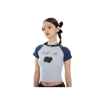 TAXIPHONE T Shirt Women's Gray+Navy Blue