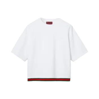 GUCCI Web Detailed Cropped Jersey Top