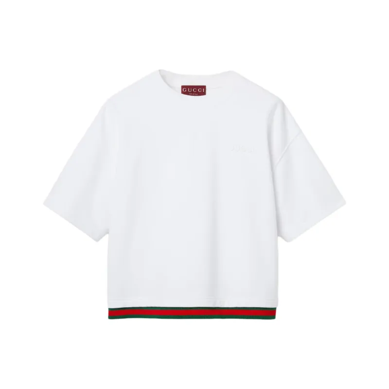 GUCCI Web Detailed Cropped Jersey Top-0