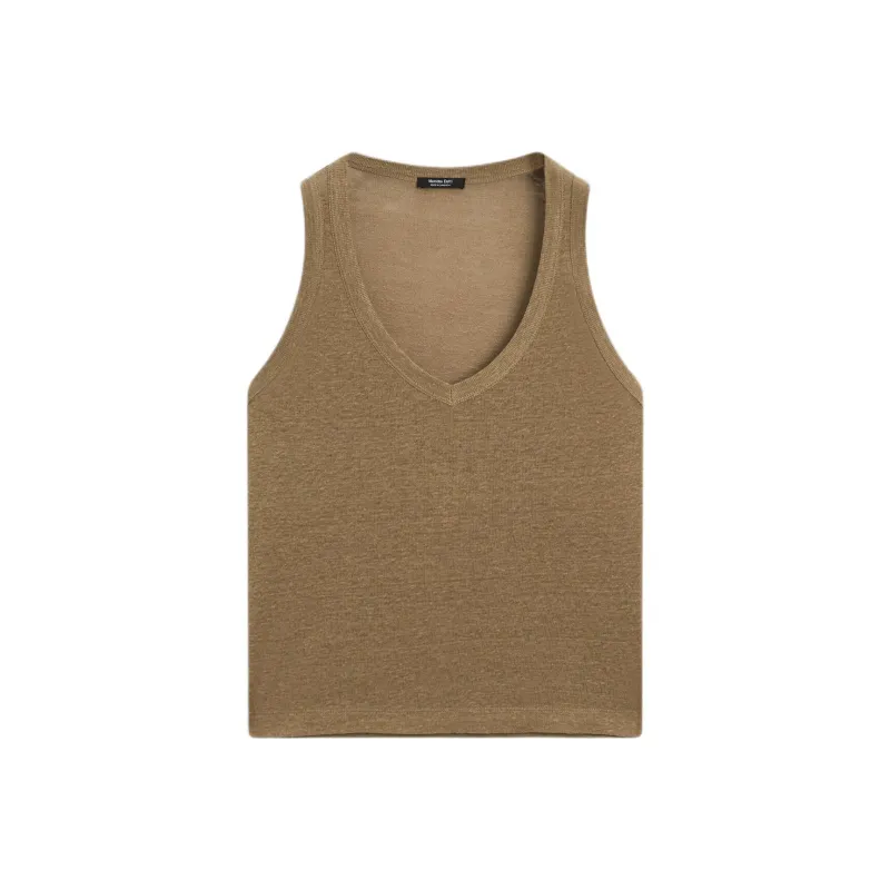 Massimo Dutti Tank Tops Women's Olive Green-0