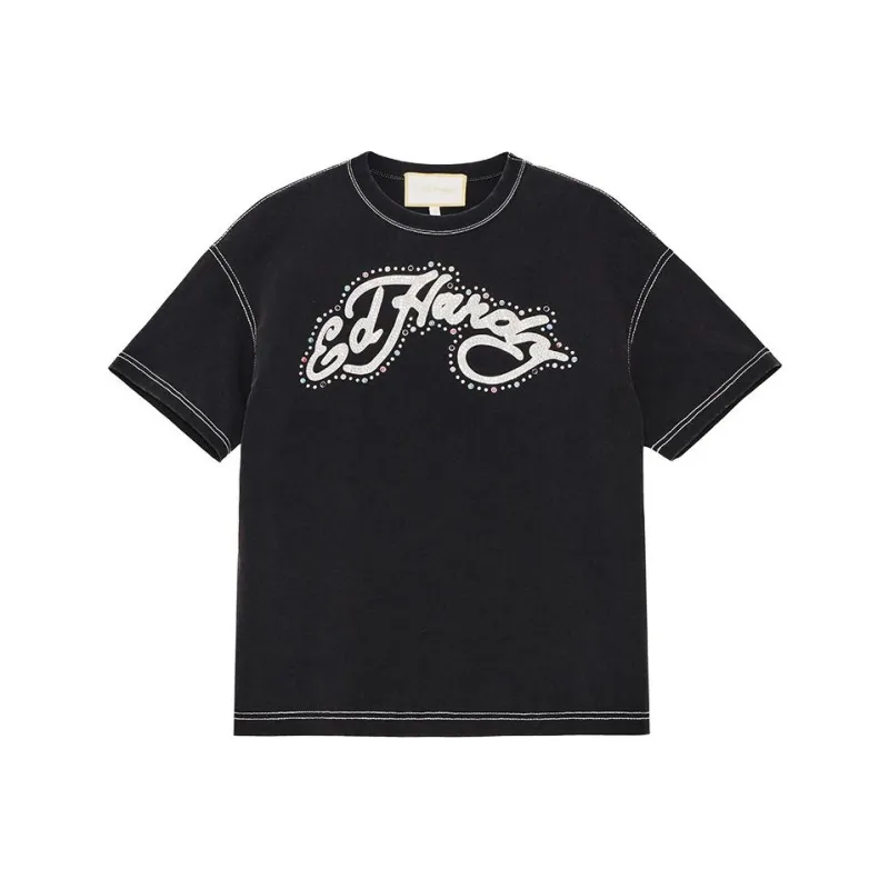 Ed Hardy SS24 Drop Shoulder Sleeve T-Shirt Women's Black-0