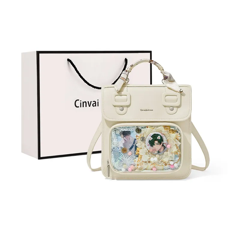 CinvaiKrose Synthetic Leather With PVC Backpack One Shoulder Crossbody Backpack Regular Women's-0