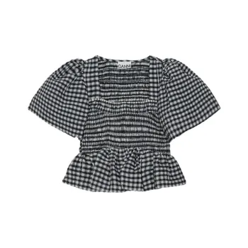 GANNI Check print Blouse