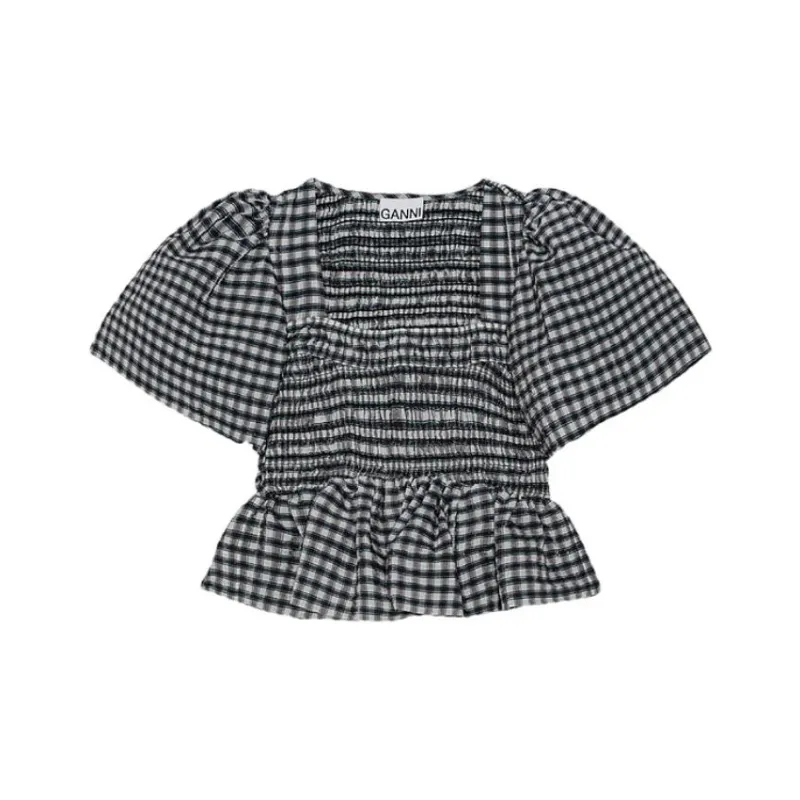 GANNI Check print Blouse-0