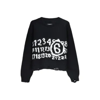 MM6 Maison Margiela Logo Detailed Distressed Jumper