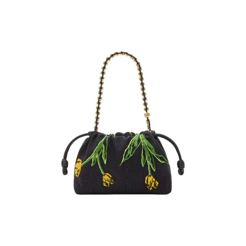 LOEWE Denim Crossbody Bag Medium Size Women's Black-5