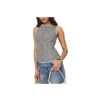 REFORMATION Tank Top Women's Black White Plaid