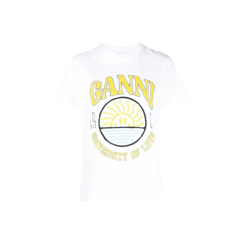GANNI University Of Love Series T Shirts Women's White-0