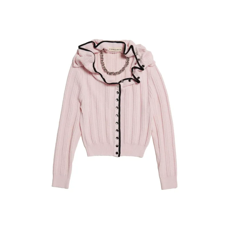 Y/Project Ruffled Neck Button Up Cardigan-0