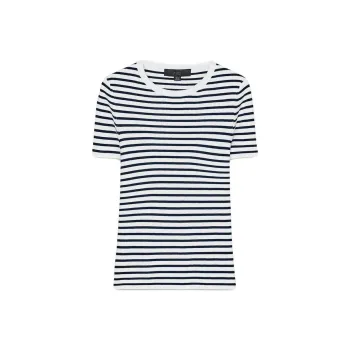ZARA T Shirt Women's Sea Blue/White