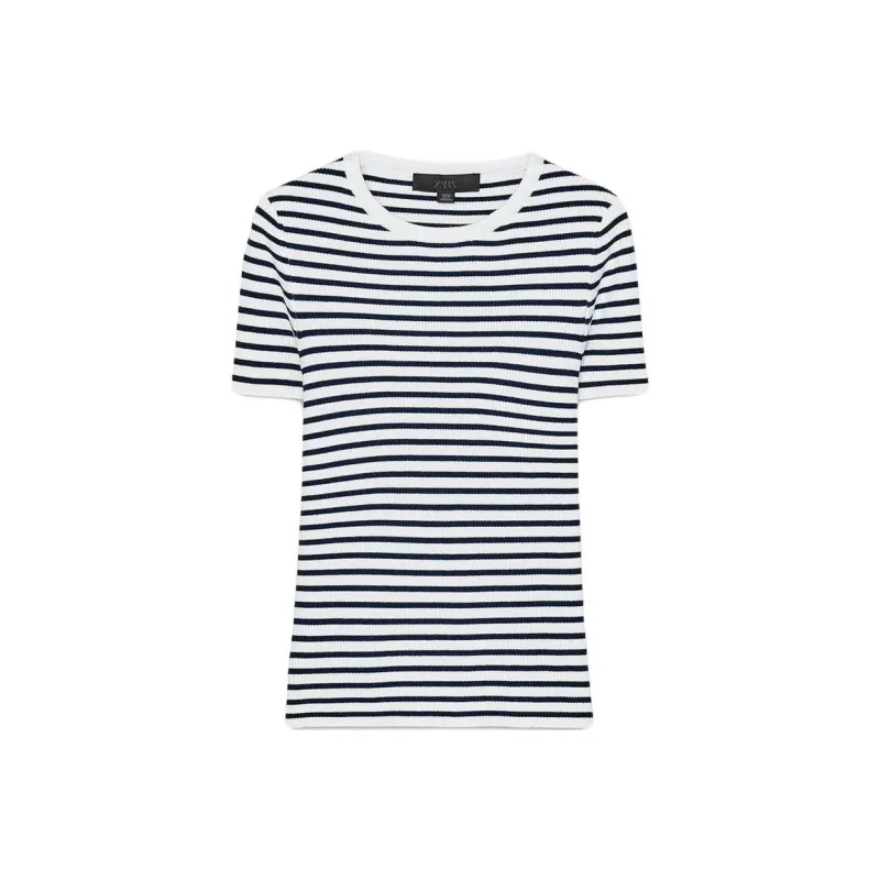 ZARA T Shirt Women's Sea Blue/White-0