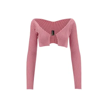 Jacquemus Ribbed Knit Cropped Cardigan