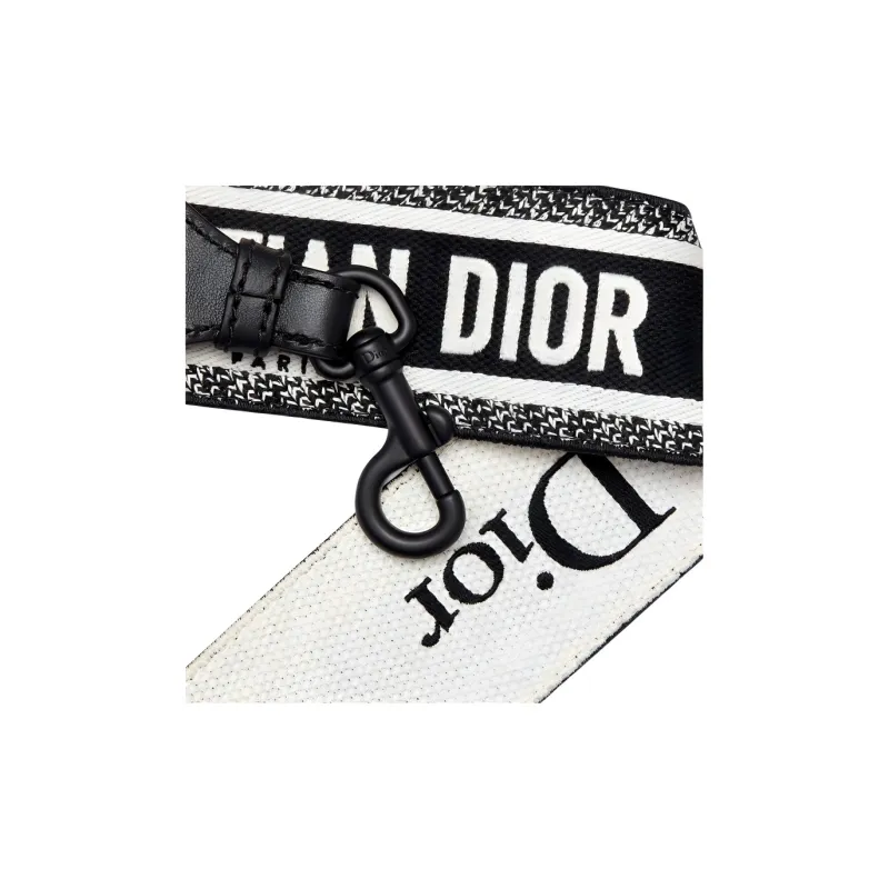 DIOR Embroidery Calfskin Bag Straps Women's Black/White-4