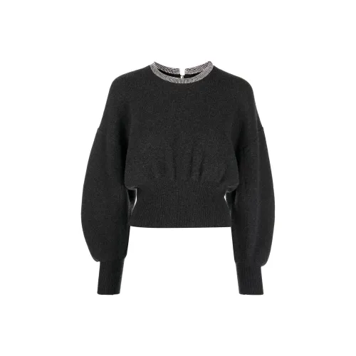 Alexander Wang Women's Crystal Trim Pullover Charcoal