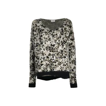 SAINT LAURENT Leopard Print Knit Sweater