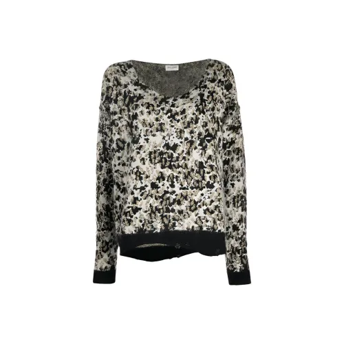 SAINT LAURENT Leopard Print Knit Sweater