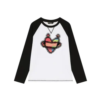 ELF SACK T Shirt Women's Heart Black & White