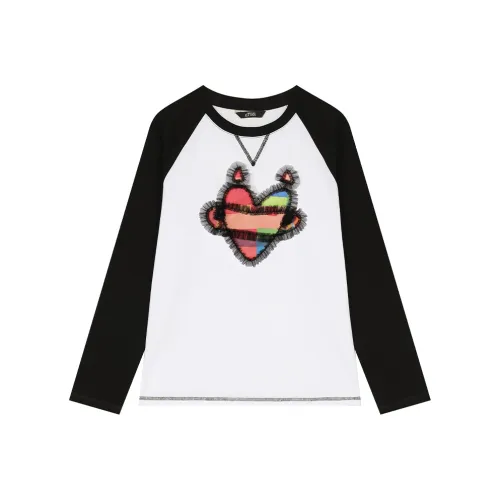 ELF SACK T Shirt Women's Heart Black & White