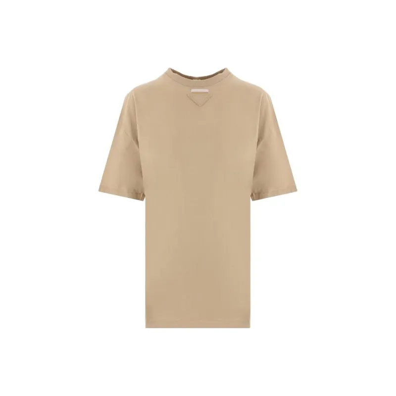 PRADA Logo Triangle Crewneck T Shirt-0