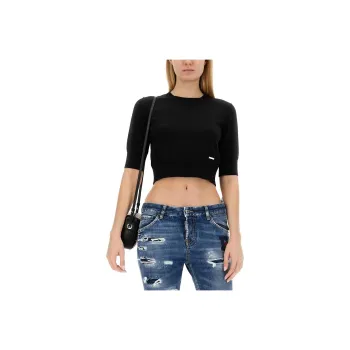 DSQUARED 2 Logo Appliqué Crewneck Knitted Jumper