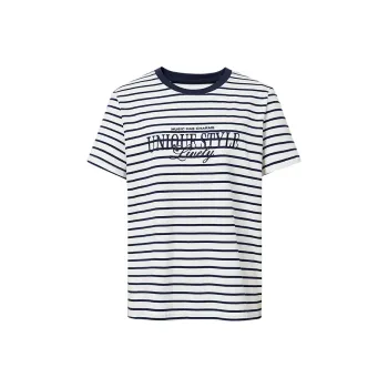 Hopeshow T Shirt Women's Navy Blue Stripes