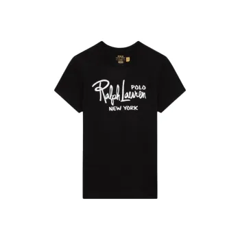 Polo Ralph Lauren Letter Logo Print Crew Neck Pullover Short-Sleeved T-Shirt Women's Black