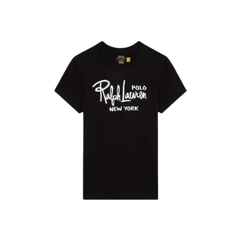 Polo Ralph Lauren Letter Logo Print Crew Neck Pullover Short-Sleeved T-Shirt Women's Black-0
