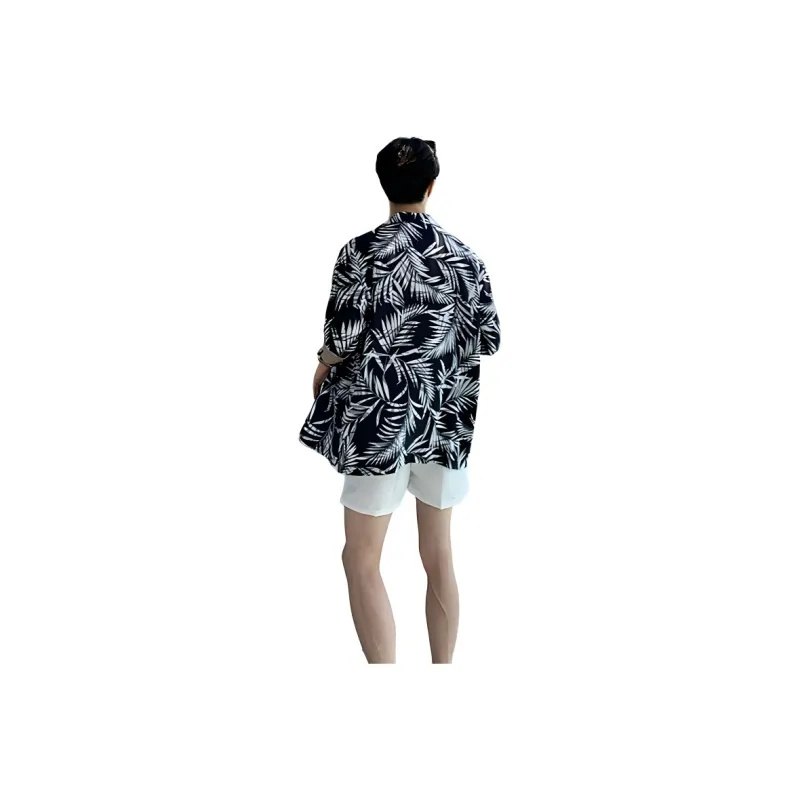 RVANGUARD Shirt Unisex Black And White Leaves-1