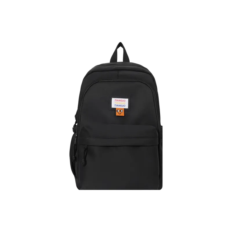 BUBM Nylon Fabric Backpack Unisex Black/White/Yellow/Pink-0