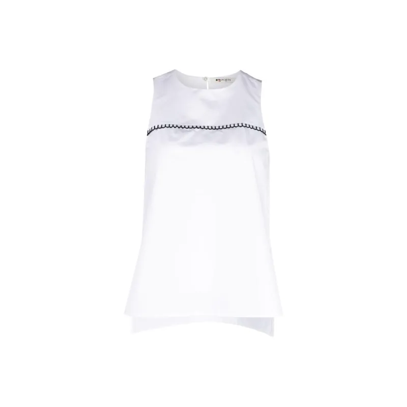 Ports 1961 Plein Air Sleeveless Cotton Blouse-0