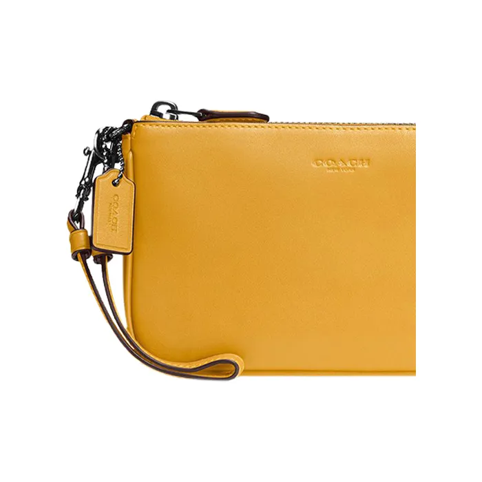 COACH Nolita Leather Zip Closure Pochette Shoulder Bag Clutch Small Size Women's Macaron Orange-1
