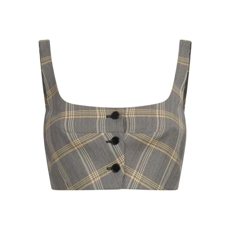 MARNI Check Pattern Cropped Tank Top-0