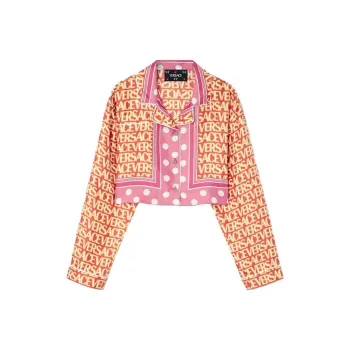 VERSACE Allover Cropped Long Sleeved Shirt