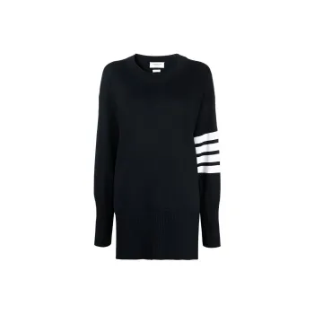 THOM BROWNE Exaggerated Fit Crew Neck 4 Bar Jumper