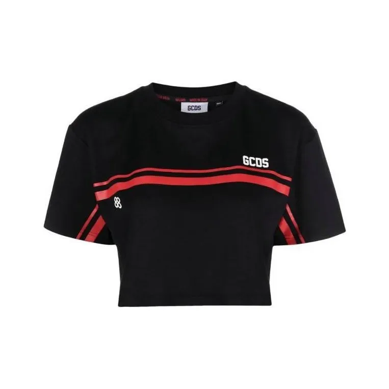 GCDS Logo print Cropped T shirt-0