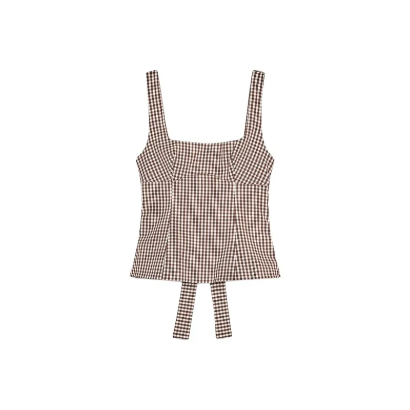 ZARA Tank Top Women's Brown/White-0