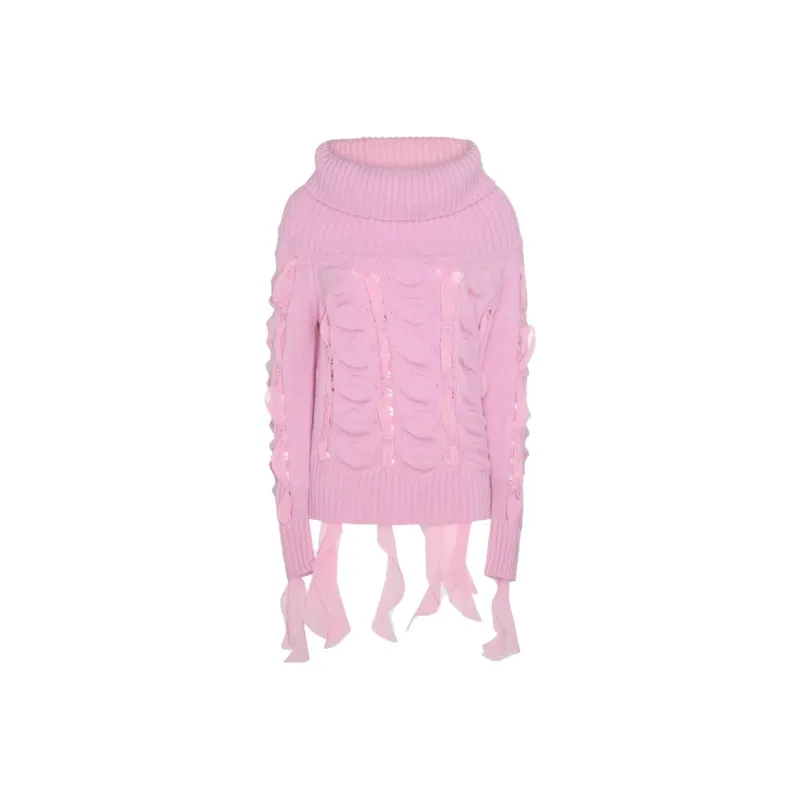 Blumarine Ruffled Off Shoulder Knitted Top-0