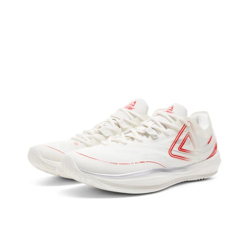 PEAK Lightness 3.0 Cushioning Slip Resistant Low Top Basketball Shoes Men's Ivory Red-2