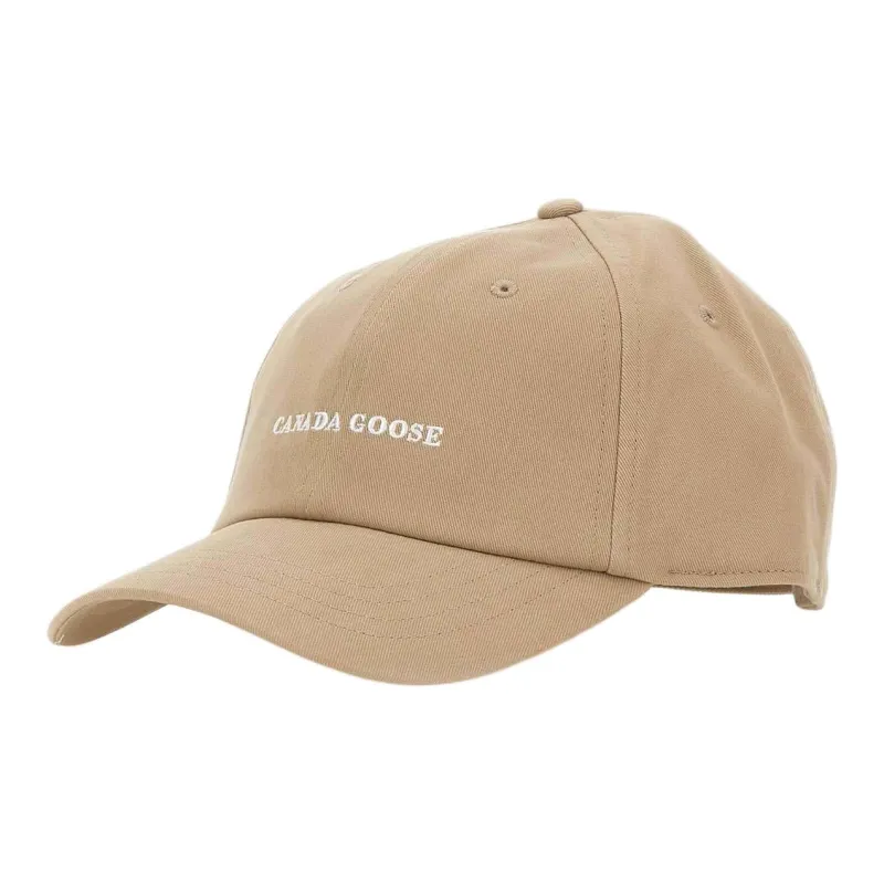 Canada Goose Cotton Baseball Caps Men's Beige-0