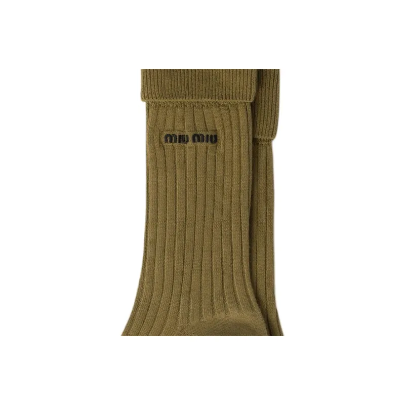 MIU MIU Mid-Calf Socks Unisex 1 Pack Green-3